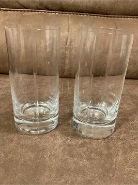 Set of 2 Clear Glass Highball Tumbler Glasses